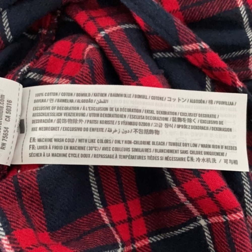 Hollister Red and Blue Plaid Flannel Button-Up Shirt - Picture 8 of 8